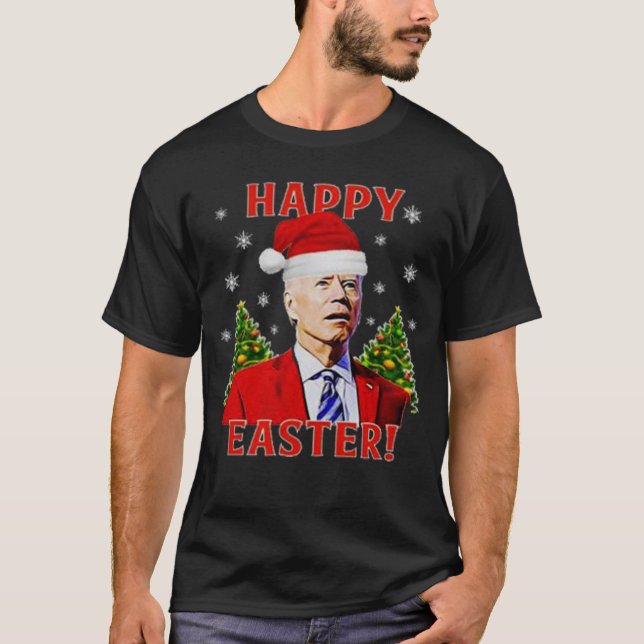 Funny Joe Biden verwirrte glückliche Ostern T-Shirt (Vorderseite)