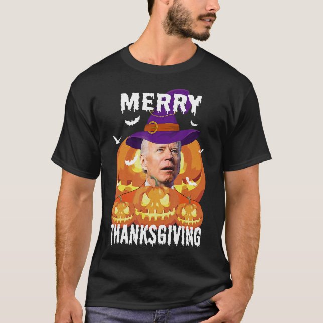 Funny Joe Biden verwirrte Merry Erntedank für Ha T-Shirt (Vorderseite)