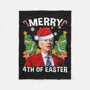 Funny Joe Biden Weihnachts-Weihnachtsmannmütze Mer Fleecedecke