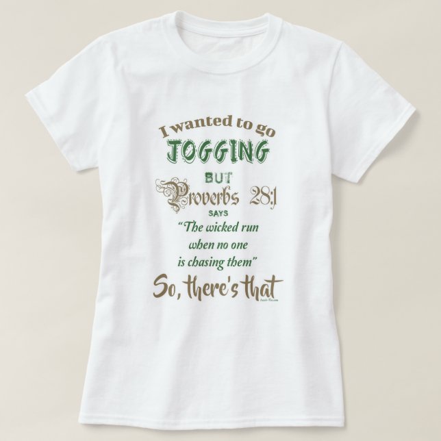 Funny Joggen und Sprichwörter Buch 28 Verse 1 T-Shirt (Design vorne)