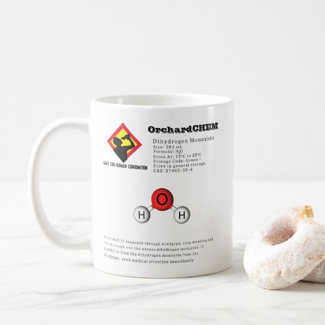 Funny Joke Dihydrogenmonoxid (H2O) Chemie Kaffeetasse (Mit Donut)