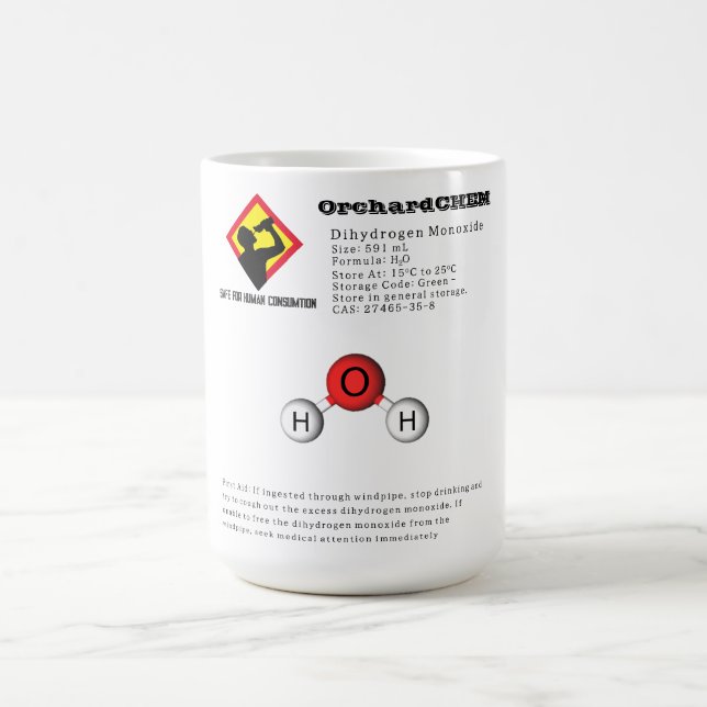 Funny Joke Dihydrogenmonoxid (H2O) Chemie Kaffeetasse (Mittel)