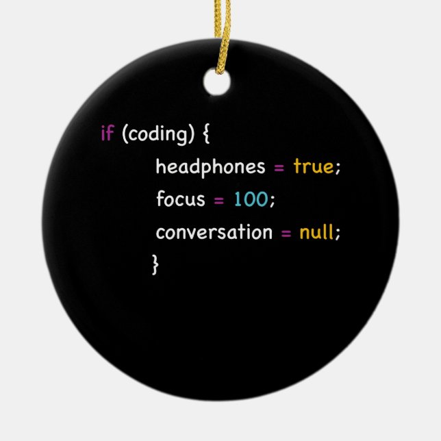 Funny Joke Programming If Coding Headphones fokuss Keramik Ornament (Vorne)