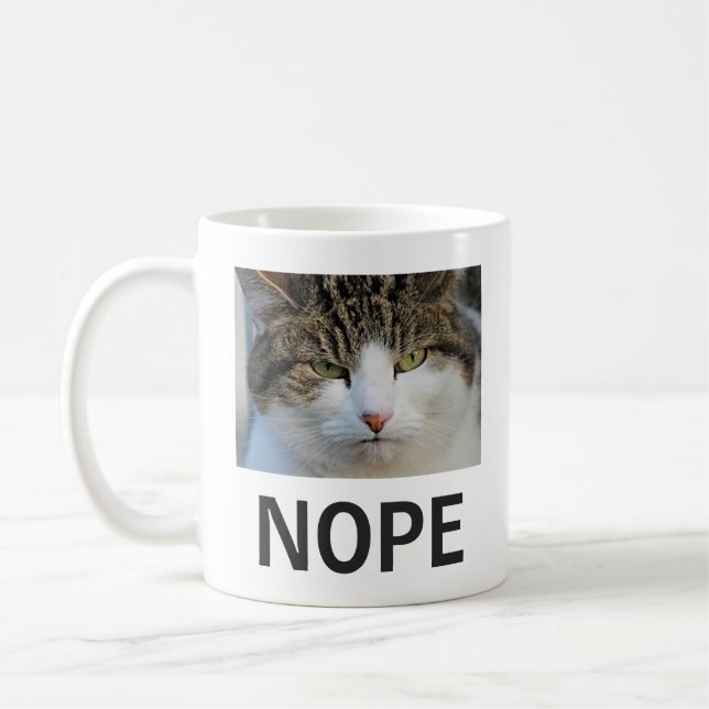 Funny Joke Unhappy Cat Nope Kaffeetasse (Links)