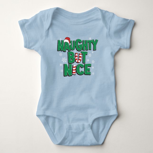 Funny Joke Weihnachts-Spaß Naughty Aber Nice Baby Strampler (Vorderseite)