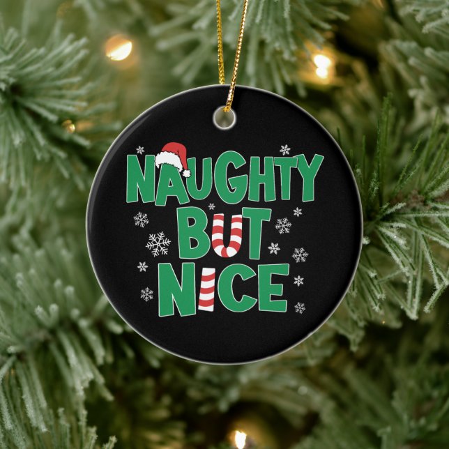 Funny Joke Weihnachts-Spaß Naughty Aber Nice Keramik Ornament (Baum)