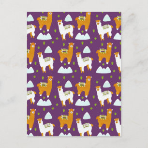 Funny Joy Mountain Winter Holiday Alpaca Llamas Feiertagspostkarte
