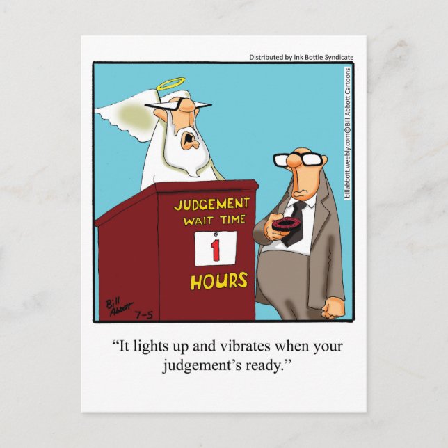 Funny "Judgment Day Buzzer" Postcard Postkarte (Vorderseite)