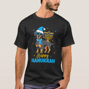 Funny jüdische Dackel Menorah Happy Hanukkah T-Shirt