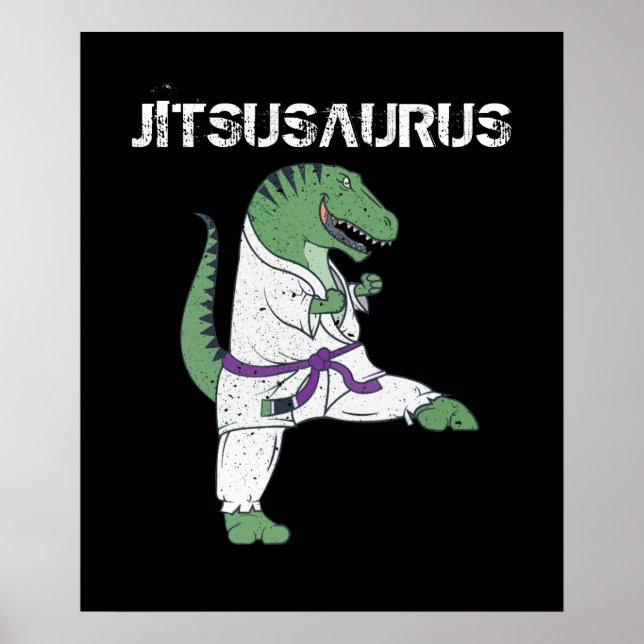 Funny Jujitsu, T-Rex Jiu Jitsu Black Belt Geschenk Poster (Vorne)