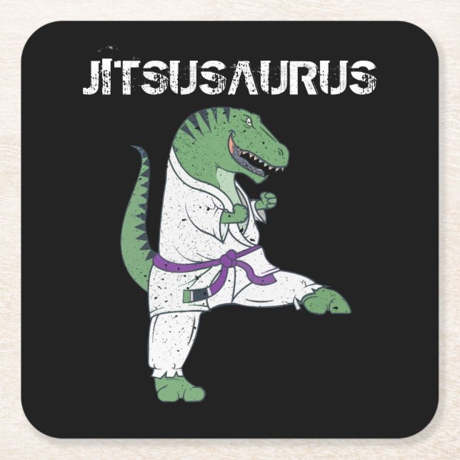 Funny Jujitsu, T-Rex Jiu Jitsu Black Belt Geschenk Rechteckiger Pappuntersetzer (Vorderseite)