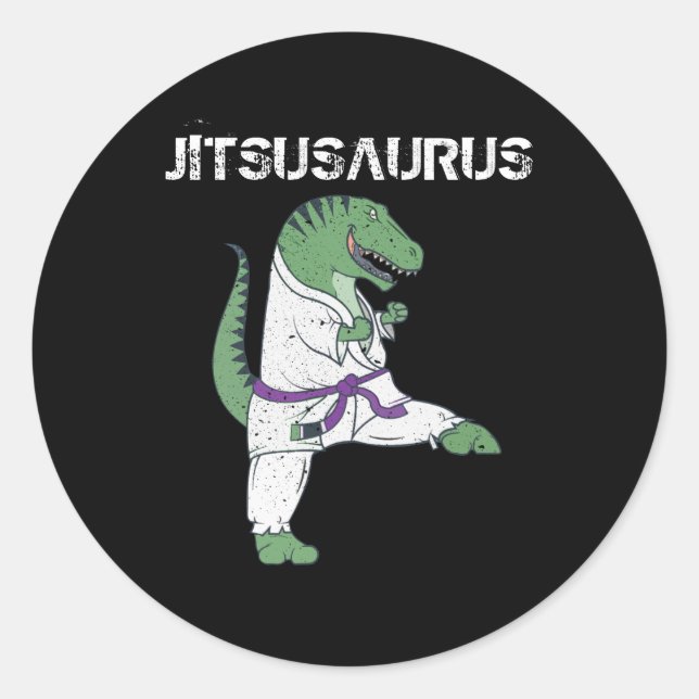 Funny Jujitsu, T-Rex Jiu Jitsu Black Belt Geschenk Runder Aufkleber (Vorderseite)