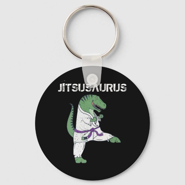 Funny Jujitsu, T-Rex Jiu Jitsu Black Belt Geschenk Schlüsselanhänger (Vorderseite)