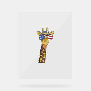 Funny July 4th US Flag Patriotic Giraffe Acrylschild