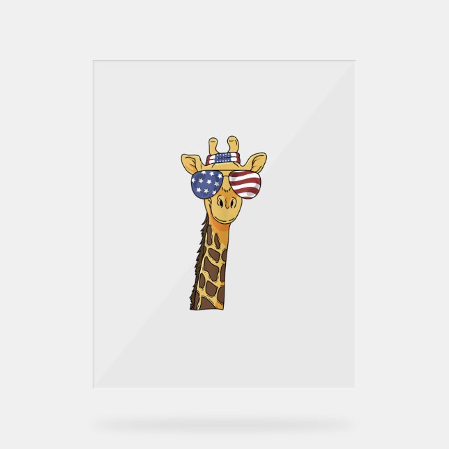 Funny July 4th US Flag Patriotic Giraffe Acrylschild (Vorderseite)
