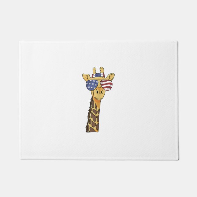 Funny July 4th US Flag Patriotic Giraffe Fußmatte (Vorderseite)