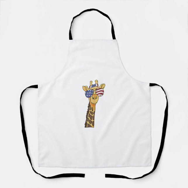 Funny July 4th US Flag Patriotic Giraffe Schürze (Vorderseite)