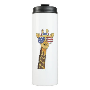 Funny July 4th US Flag Patriotic Giraffe Thermosbecher