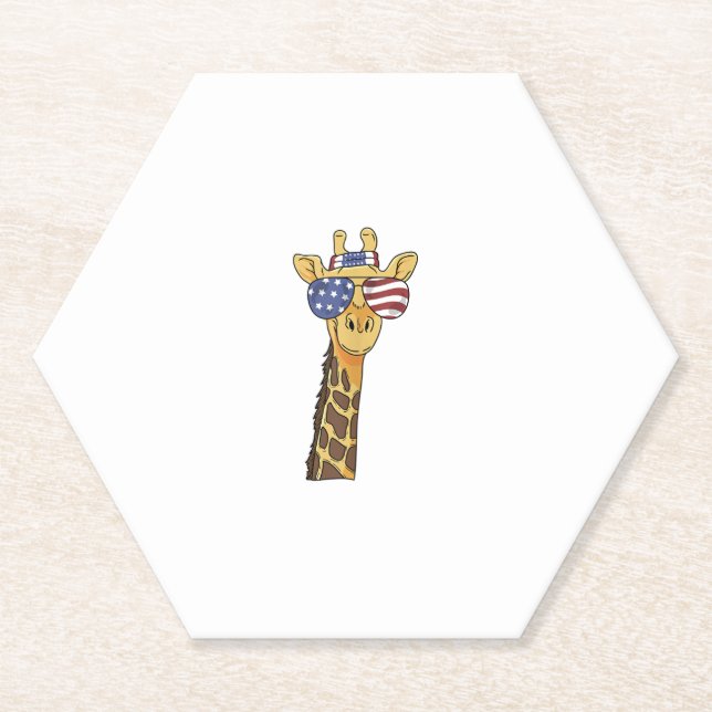 Funny July 4th US Flag Patriotic Giraffe Untersetzer (Vorderseite)