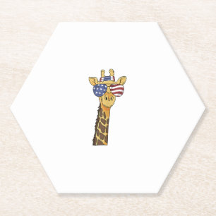 Funny July 4th US Flag Patriotic Giraffe Untersetzer