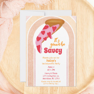 Funny Junggeselinnen-Abschied Pizza Party Einladung