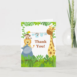 Funny Jungle Animals Thank You Card Dankeskarte