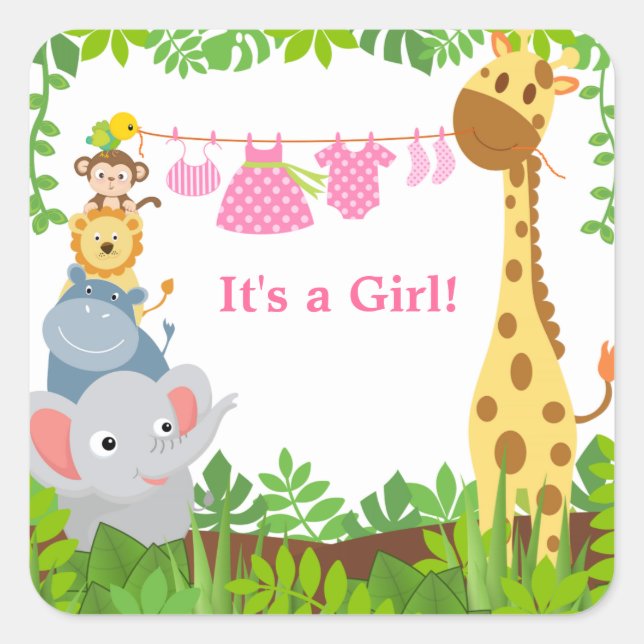 Funny Jungle Animations Ankündigungen Sticker (Vorderseite)