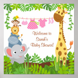 Funny Jungle Baby Animals Baby Shoster Poster