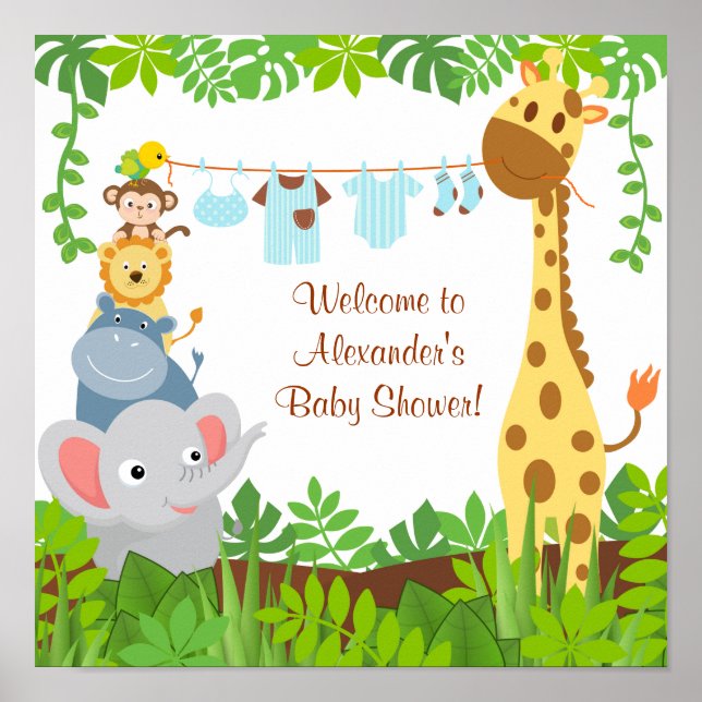 Funny Jungle Baby Animals Baby Shoster Poster (Vorne)