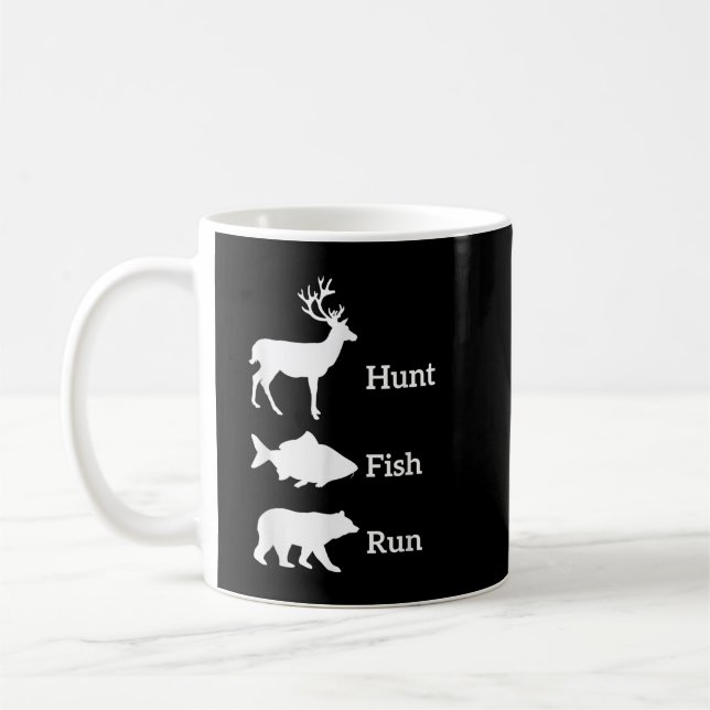 Funny Junting Hunt Fish Run Bear Gift Kaffeetasse (Links)