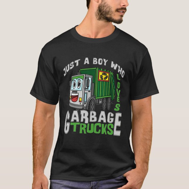 Funny Just A Boy Who Loves Garbage Trucks T-Shirt (Vorderseite)