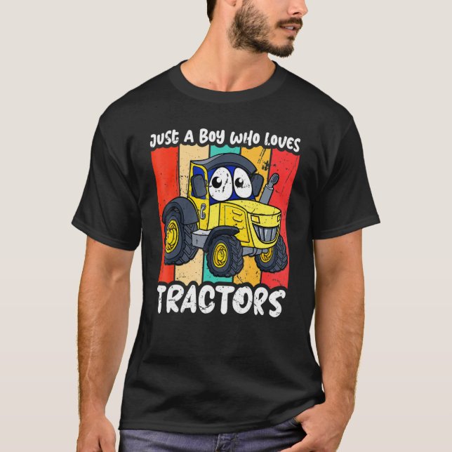 Funny just A Boy Who Loves Tractors T-Shirt (Vorderseite)