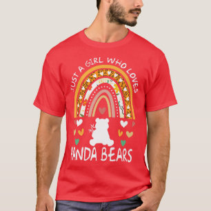 Funny Just a Girl, die Lieben Panda Bears Rainbow T-Shirt