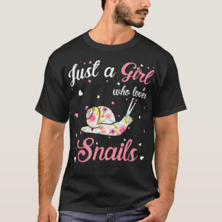Funny Just a Girl, die Lieben Snails Blume Tiere T-Shirt