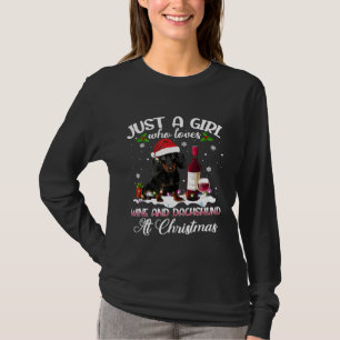 Funny Just A Girl Lieben Dackeln Wein Christus T-Shirt