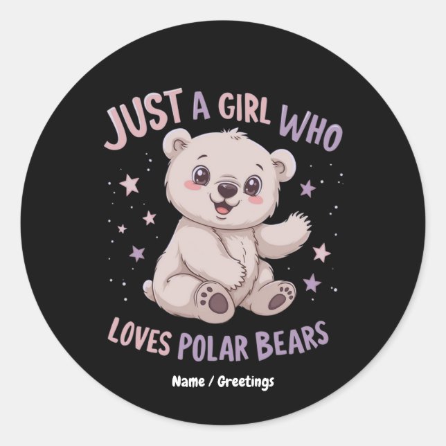 Funny Just A Girl Who Loves Baby Polar Bears  Runder Aufkleber (Vorderseite)