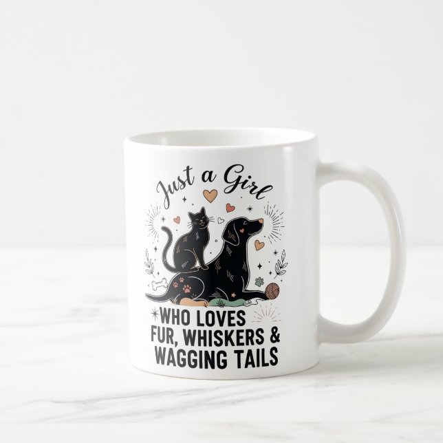 funny Just a Girl who Loves Cats and Dogs mom Kaffeetasse (Rechts)