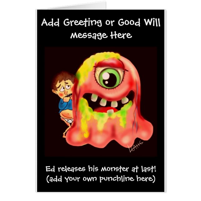 Funny "just cuccccied" Cartoon card - Name hinzufü (Vorne)