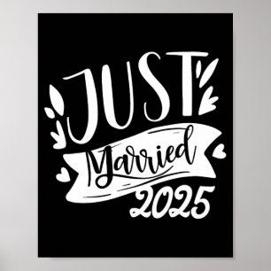 Funny Just Married 2025 Niedlich Bride and Groom M Poster