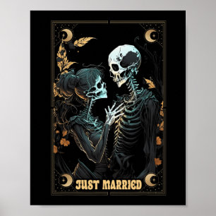 Funny Just Married Husband Ehefrau Skeleton Bachel Poster