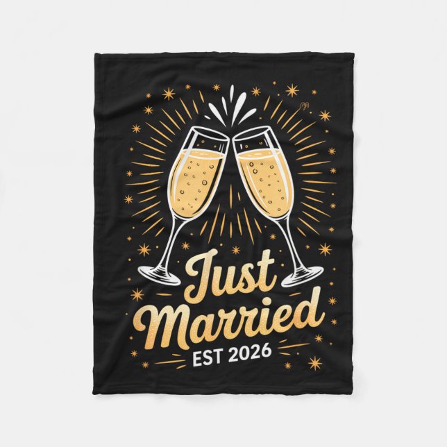 Funny Just Married Newlywed Honeymoon Couple 2026  Fleecedecke (Vorderseite)