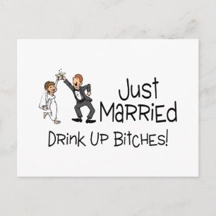 Funny Just Married WedToast Ankündigungspostkarte