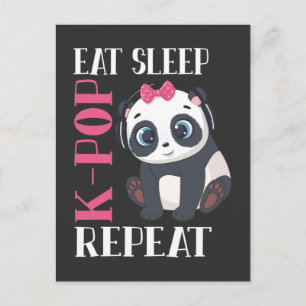 Funny K-Pop Panda Girl Korean Music Lover Postkarte