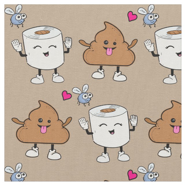 Funny kacke Emoji-Tulpenmuster Stoff (Nahaufnahme)