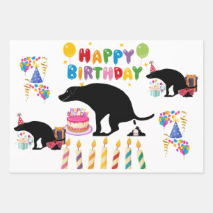 Funny Kackend Hund Geburtstag Geschenkpapier Set