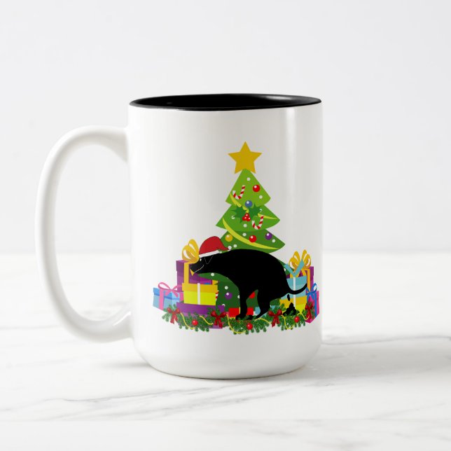Funny Kackend Hund Zweifarbige Tasse (Links)