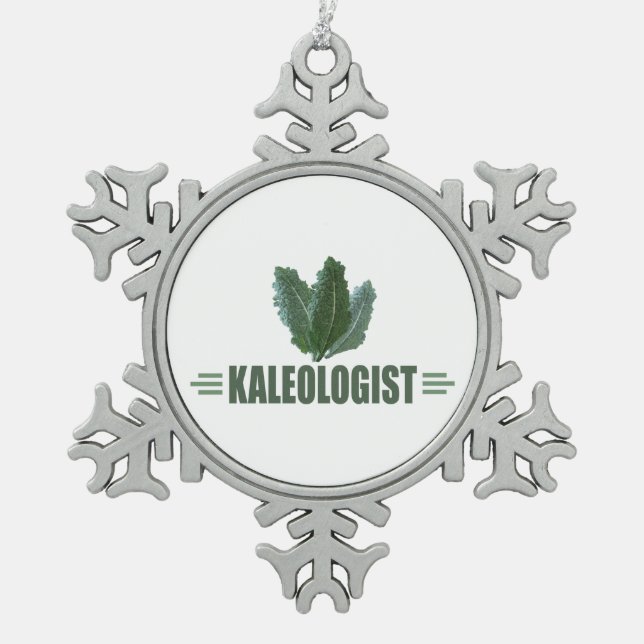 Funny Kale Lover Schneeflocken Zinn-Ornament (Vorderseite)