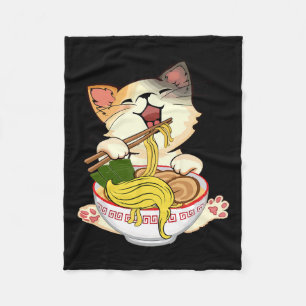 Funny Kamala Anime Cat Eating Ramen Trump Noodles Fleecedecke