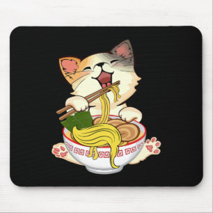 Funny Kamala Anime Cat Eating Ramen Trump Noodles Mousepad