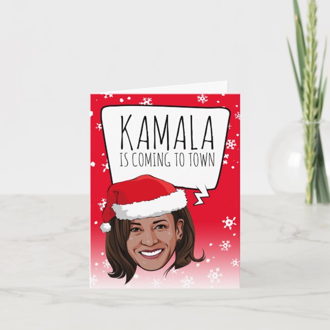 Funny Kamala Christmas: Kamala kommt in die Stadt Karte (Vorderseite)